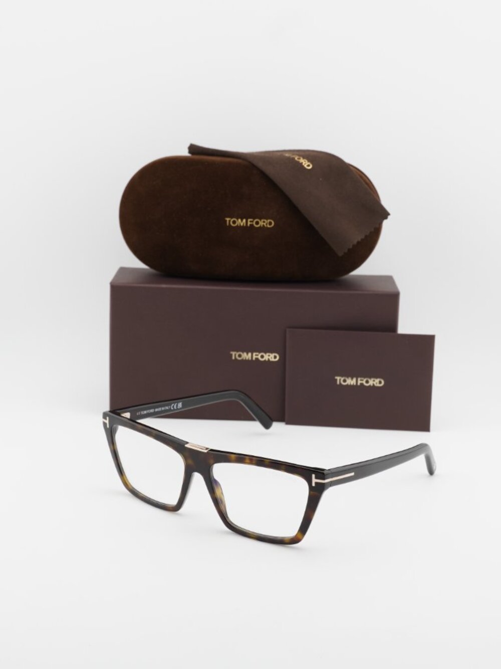 Tom Ford FT5912-B 052 Rectangle Eyeglasses 57mm - Havana / Blue Light Block